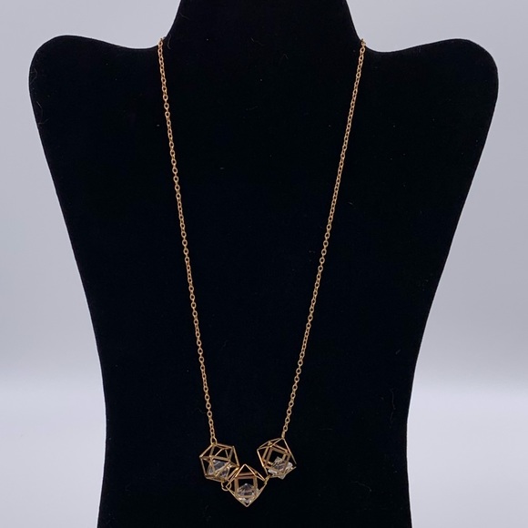 Jewelry - Caged Crystals Glass Geometric Modern Necklace WOW